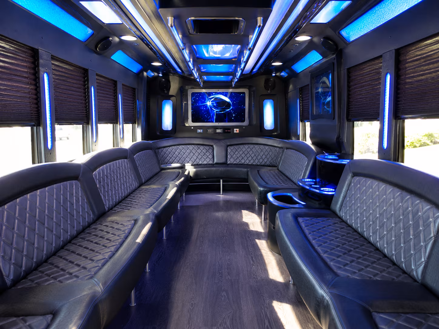Arvada Wedding Transportation party bus interior