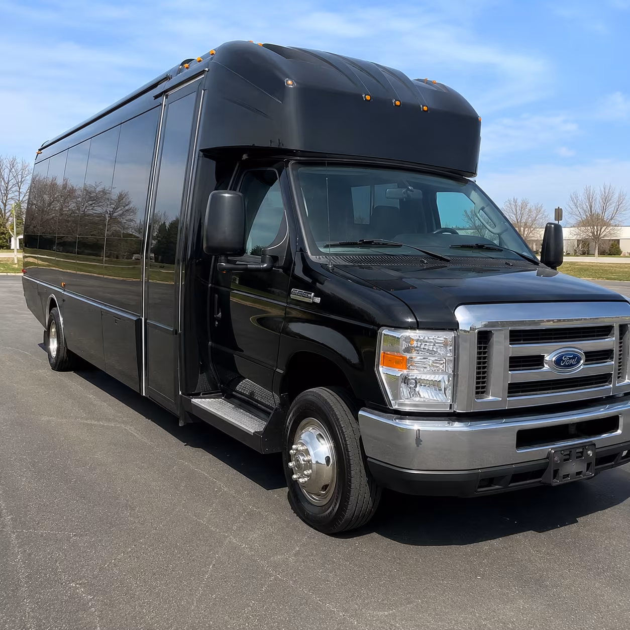 White party bus exterior