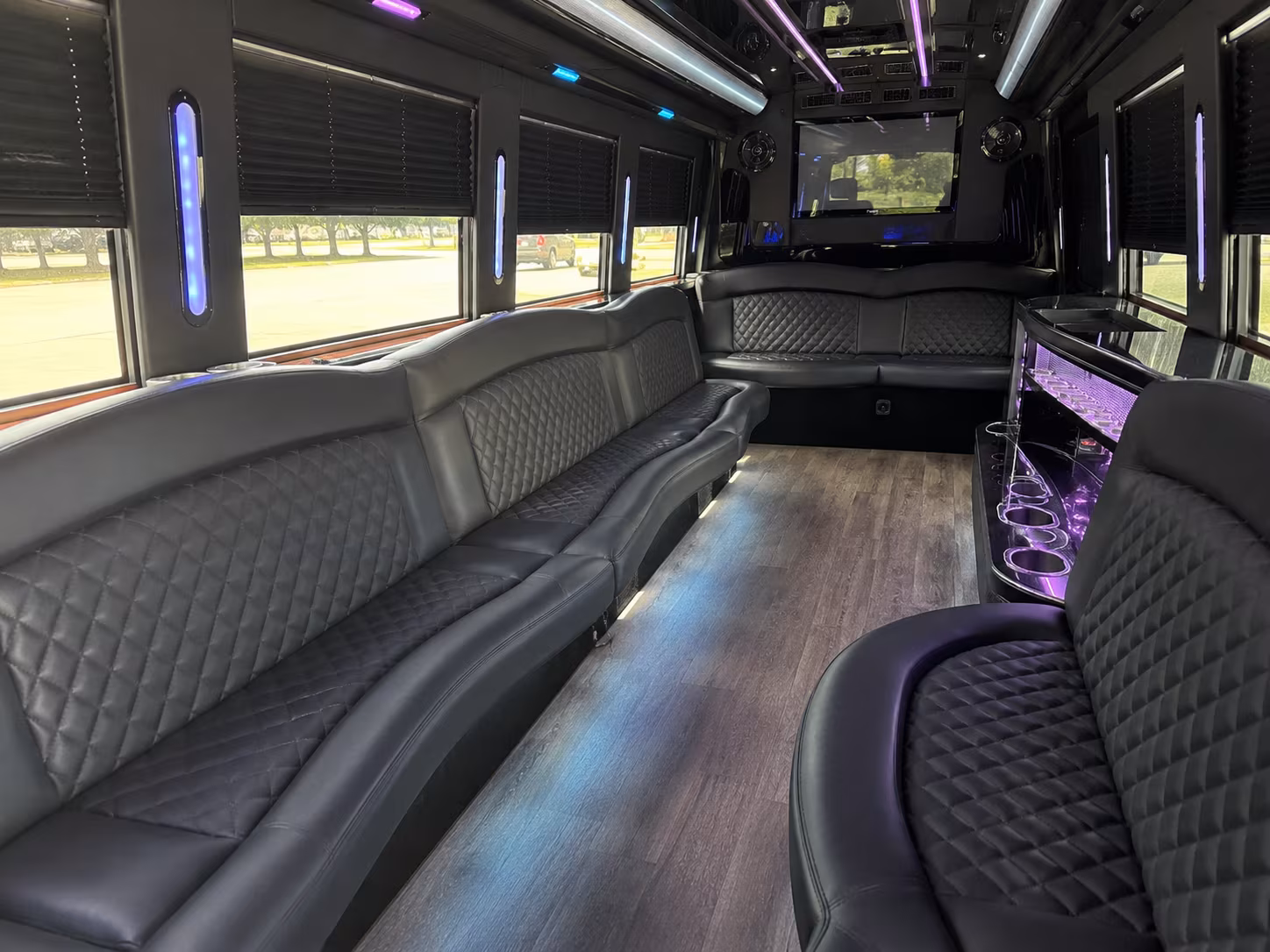 White party bus exterior