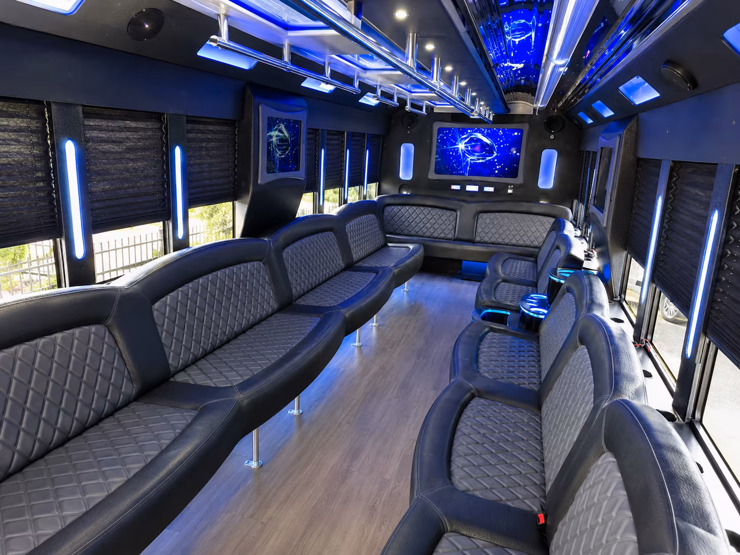 White party bus exterior