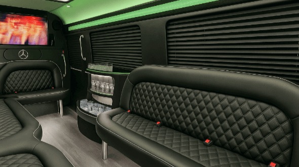Interior of Charter Bus Company Thornton's 18 Passenger Party Bus in Thornton