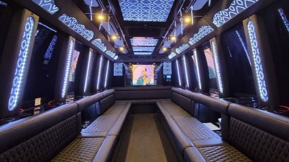 Interior of Charter Bus Company Greeley's 20 Passenger Party Bus in Greeley