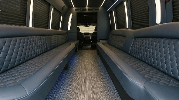 Interior of Charter Bus Company Centennial's 25 Passenger Party Bus in Centennial