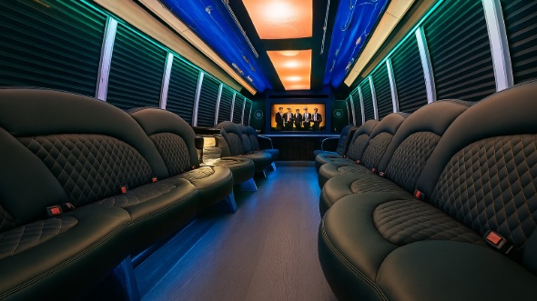 Interior of Charter Bus Company Lakewood's 25 Passenger Party Bus in Lakewood
