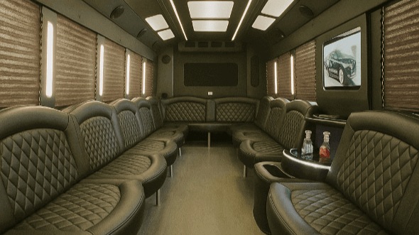 Interior of Charter Bus Company Centennial's 28 Passenger Party Bus in Centennial