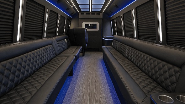 Interior of Charter Bus Company Denver's 30 Passenger Party Bus in Denver