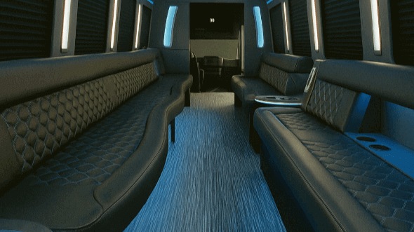 Interior of Charter Bus Company Aurora's 40 Passenger Party Bus in Aurora