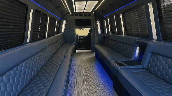 Interior of Charter Bus Company Centennial's 40 Passenger Party Bus in Centennial