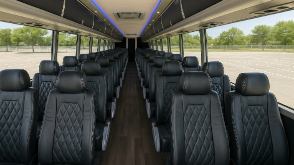 Interior of Charter Bus Company Arvada's 47 Passenger Charter Bus in Arvada