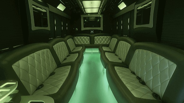 Interior of Charter Bus Company Lakewood's 50 Passenger Party Bus in Lakewood