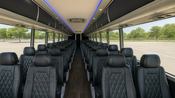 Interior of Charter Bus Company Arvada's 54 Passenger Charter Bus in Arvada